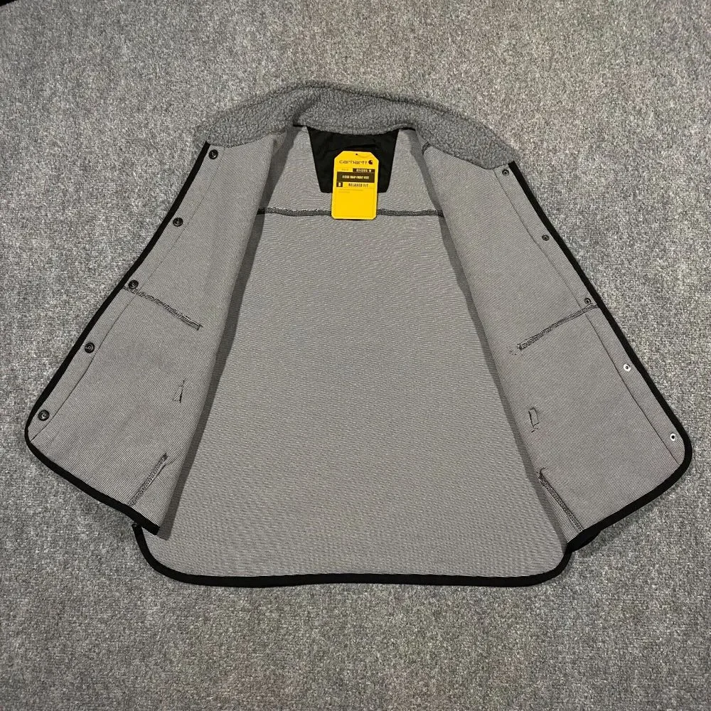 Carhartt Sherpa Fleece Snap Front Vest Womens Small S Relaxed Fit Gray Black NWT - Picture 10 of 16